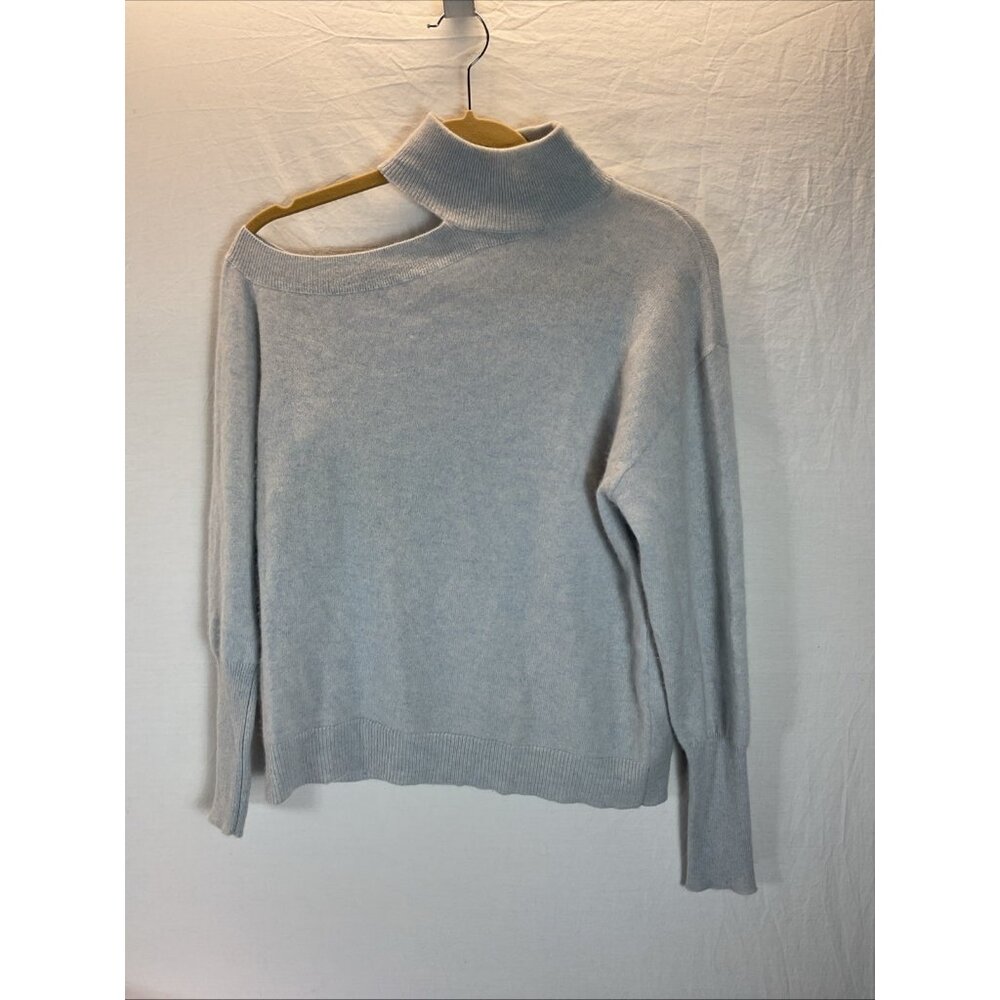 Naadam Women's light blue cold shoulder Cashmere Sweater mock neck